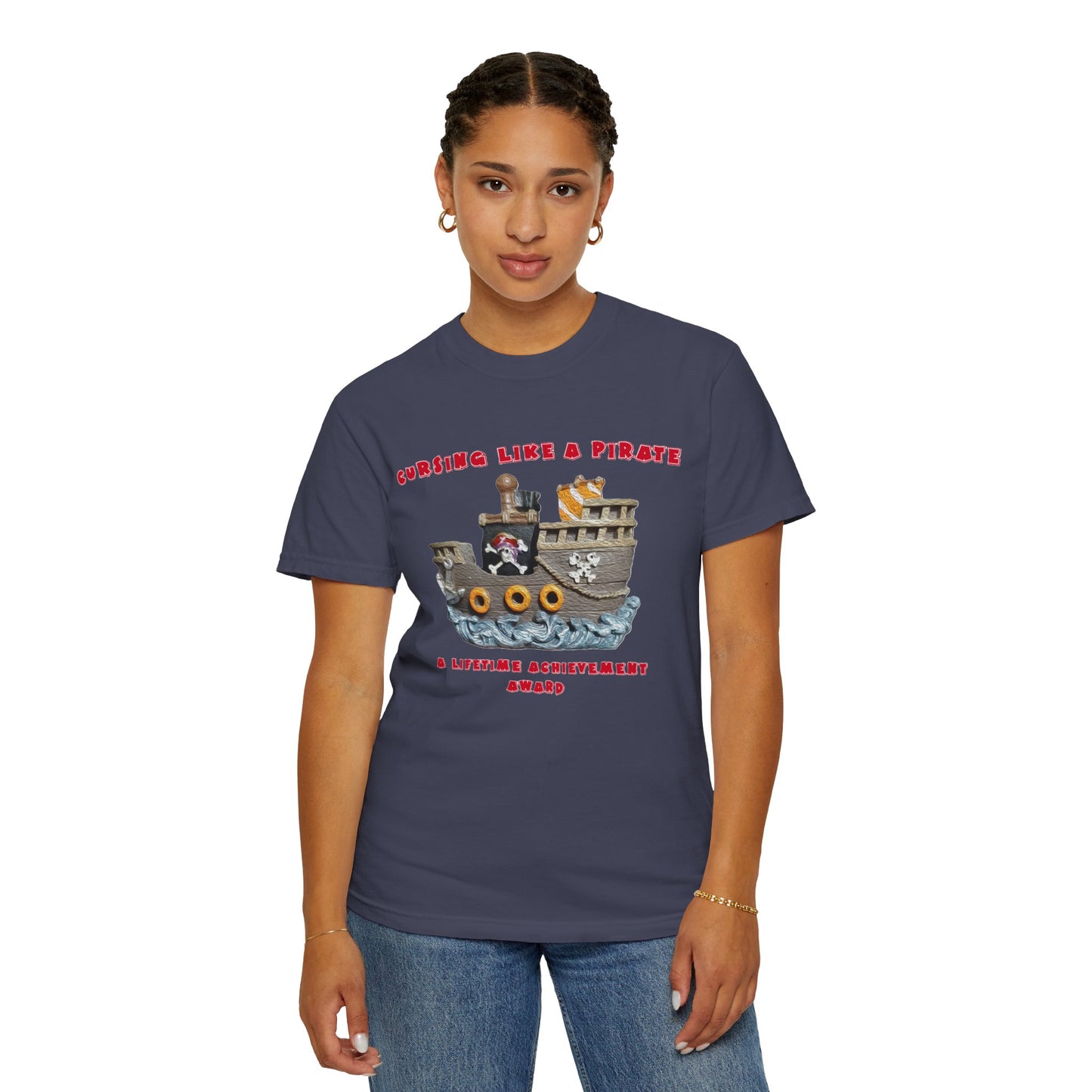Cursing Like a Pirate Graphic T-Shirt - Unisex Garment-Dyed Tee for Nautical Fun