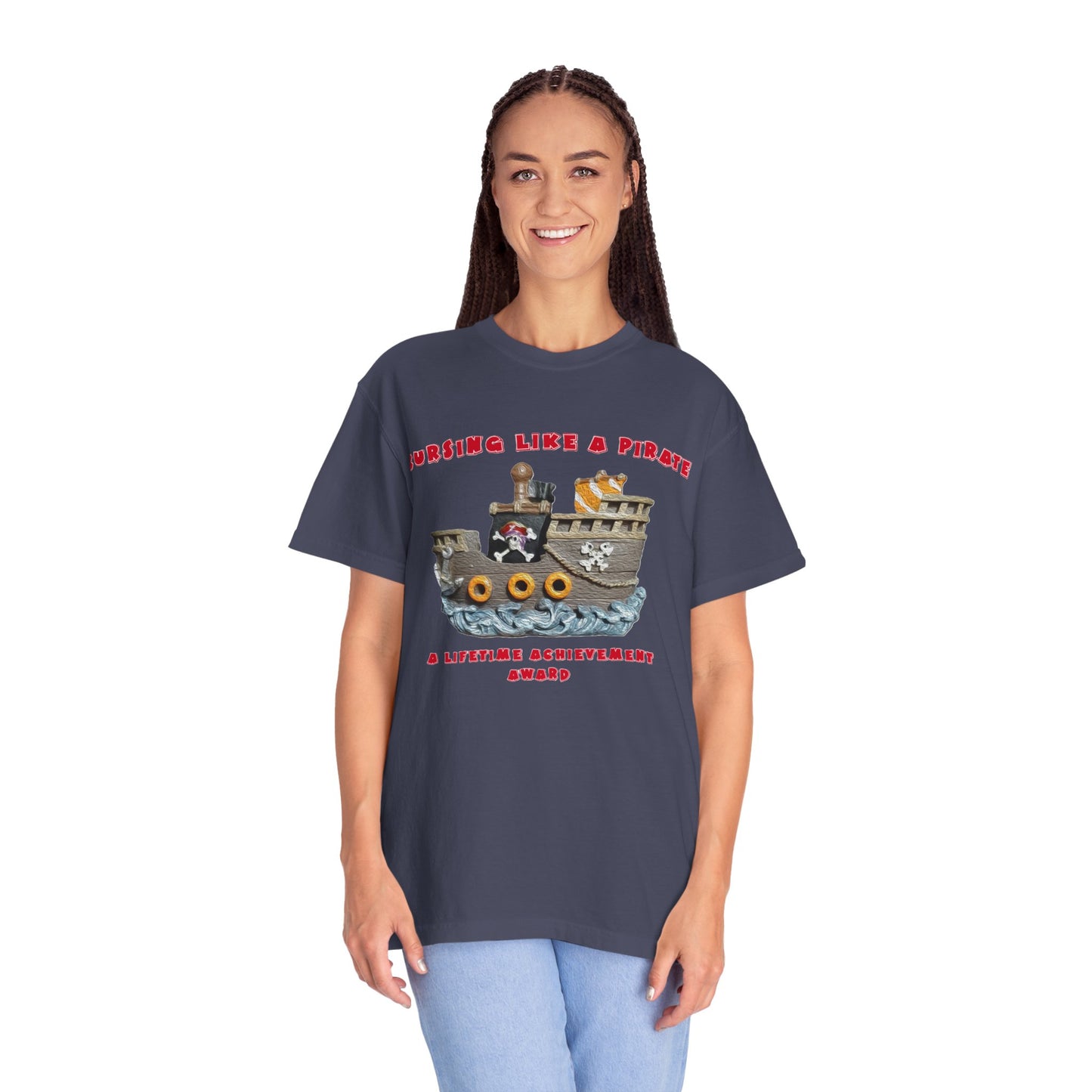 Cursing Like a Pirate Graphic T-Shirt - Unisex Garment-Dyed Tee for Nautical Fun