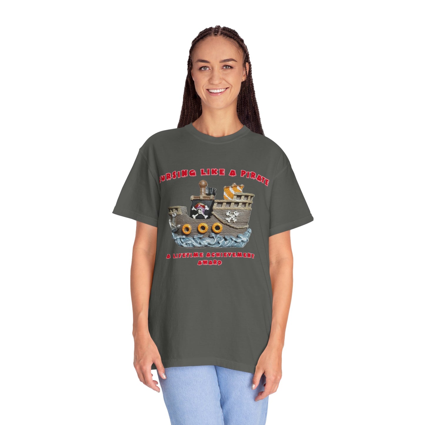 Cursing Like a Pirate Graphic T-Shirt - Unisex Garment-Dyed Tee for Nautical Fun