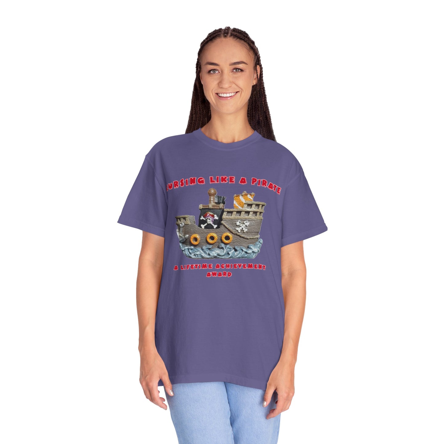 Cursing Like a Pirate Graphic T-Shirt - Unisex Garment-Dyed Tee for Nautical Fun