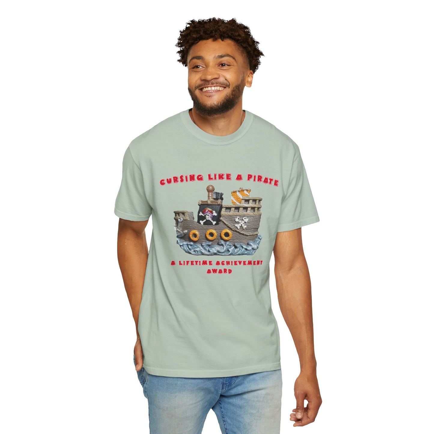 Cursing Like a Pirate Graphic T-Shirt - Unisex Garment-Dyed Tee for Nautical Fun