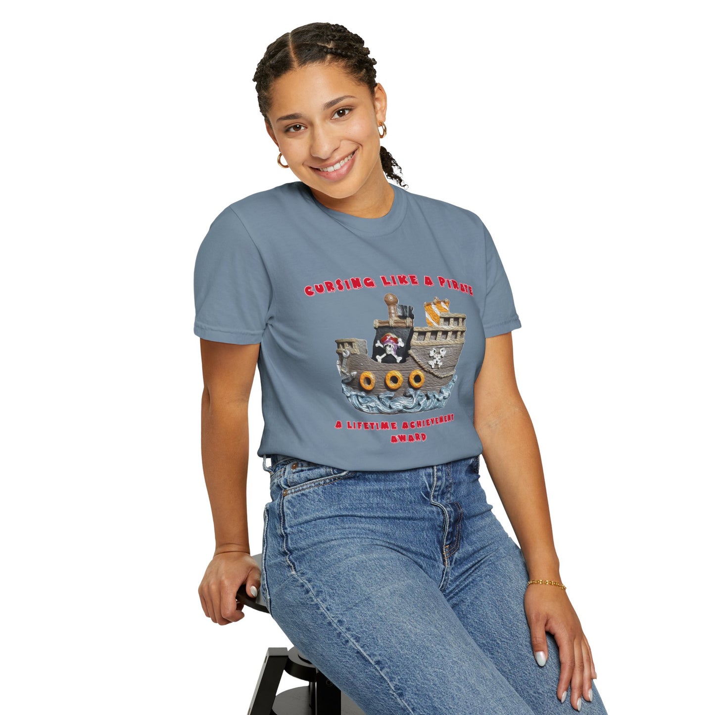 Cursing Like a Pirate Graphic T-Shirt - Unisex Garment-Dyed Tee for Nautical Fun
