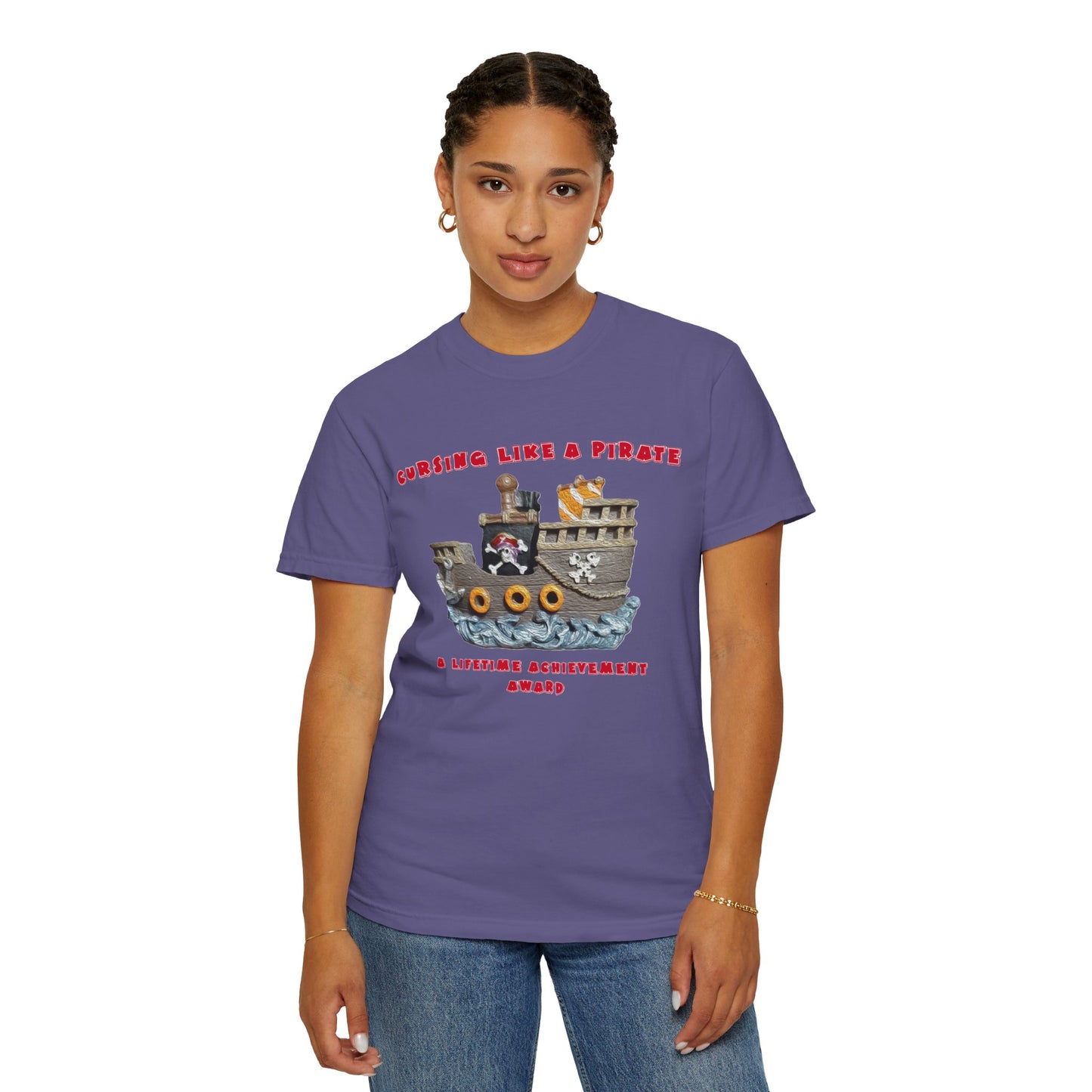 Cursing Like a Pirate Graphic T-Shirt - Unisex Garment-Dyed Tee for Nautical Fun