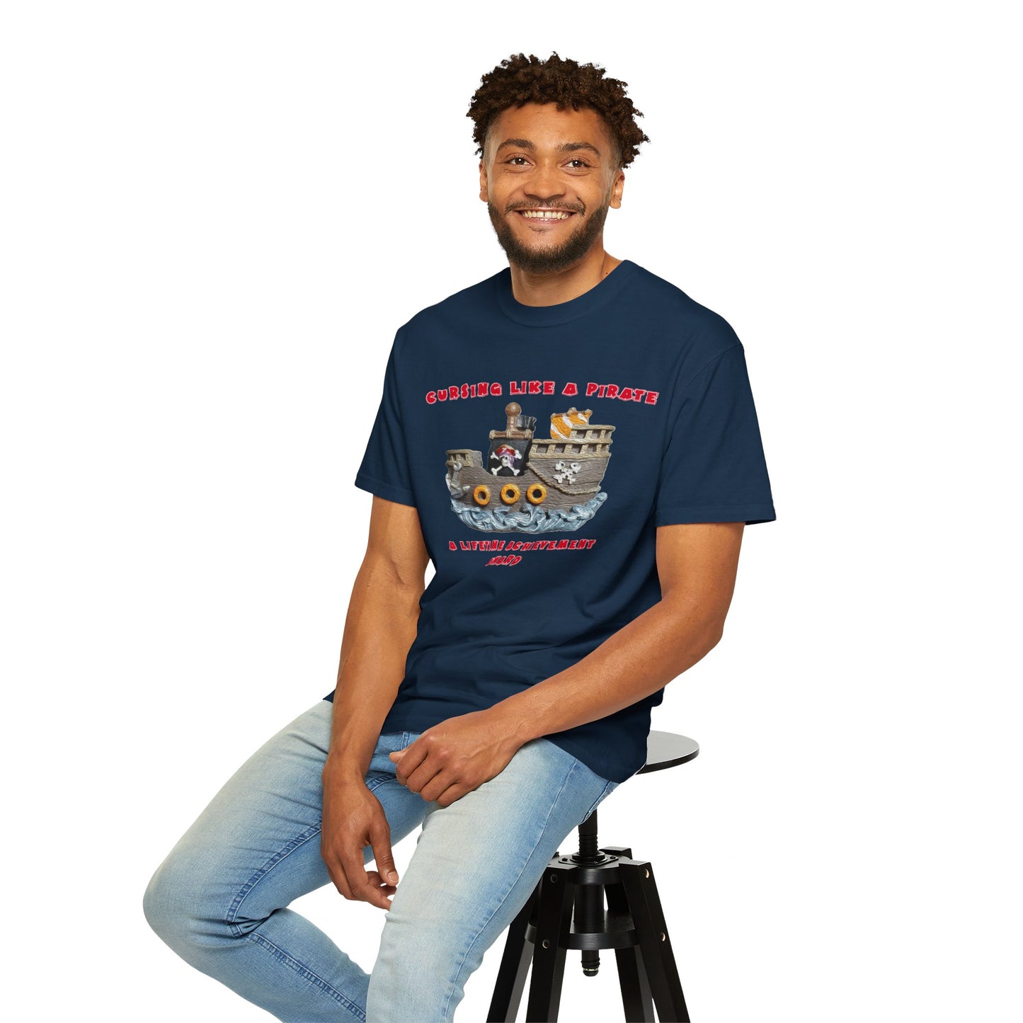 Cursing Like a Pirate Graphic T-Shirt - Unisex Garment-Dyed Tee for Nautical Fun