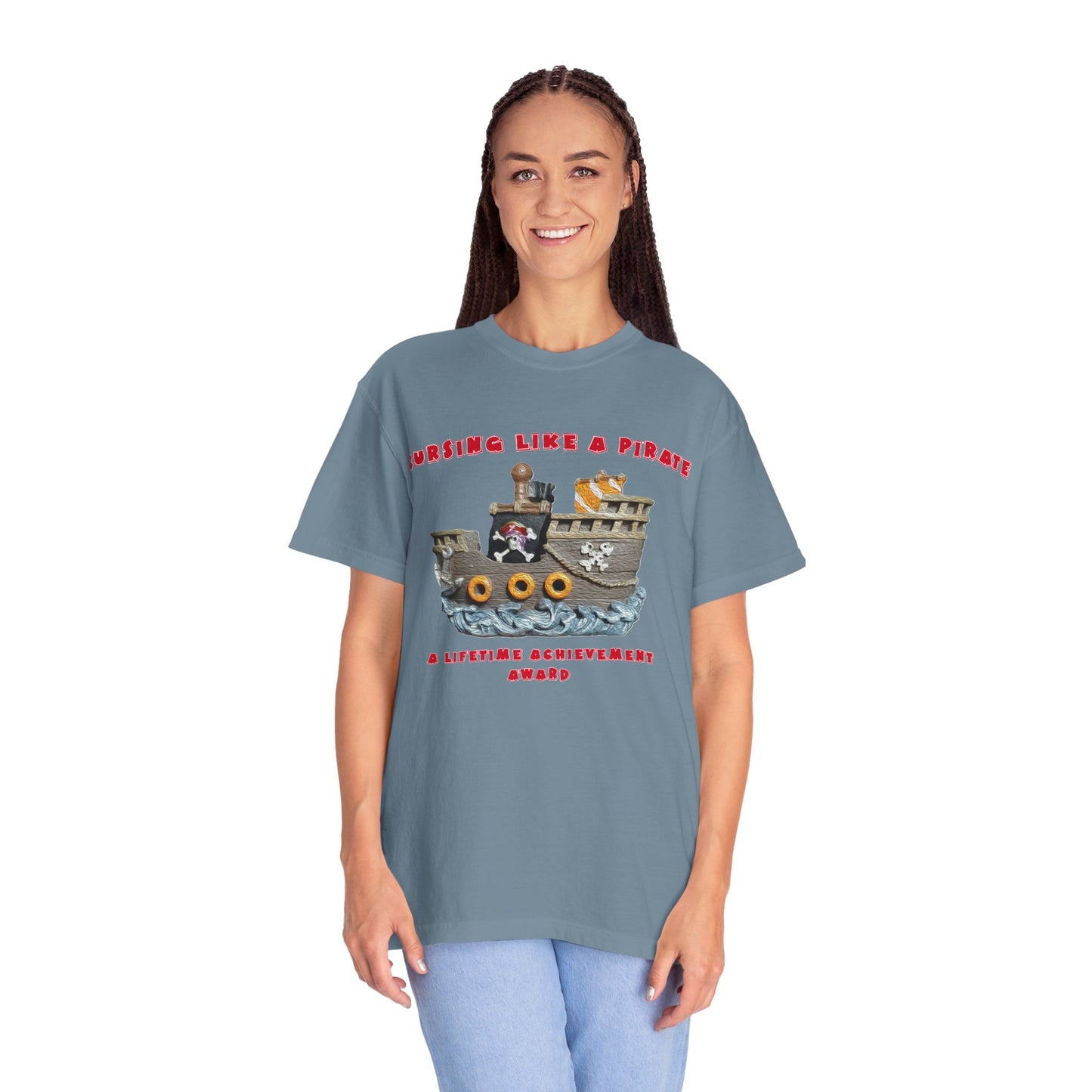 Cursing Like a Pirate Graphic T-Shirt - Unisex Garment-Dyed Tee for Nautical Fun