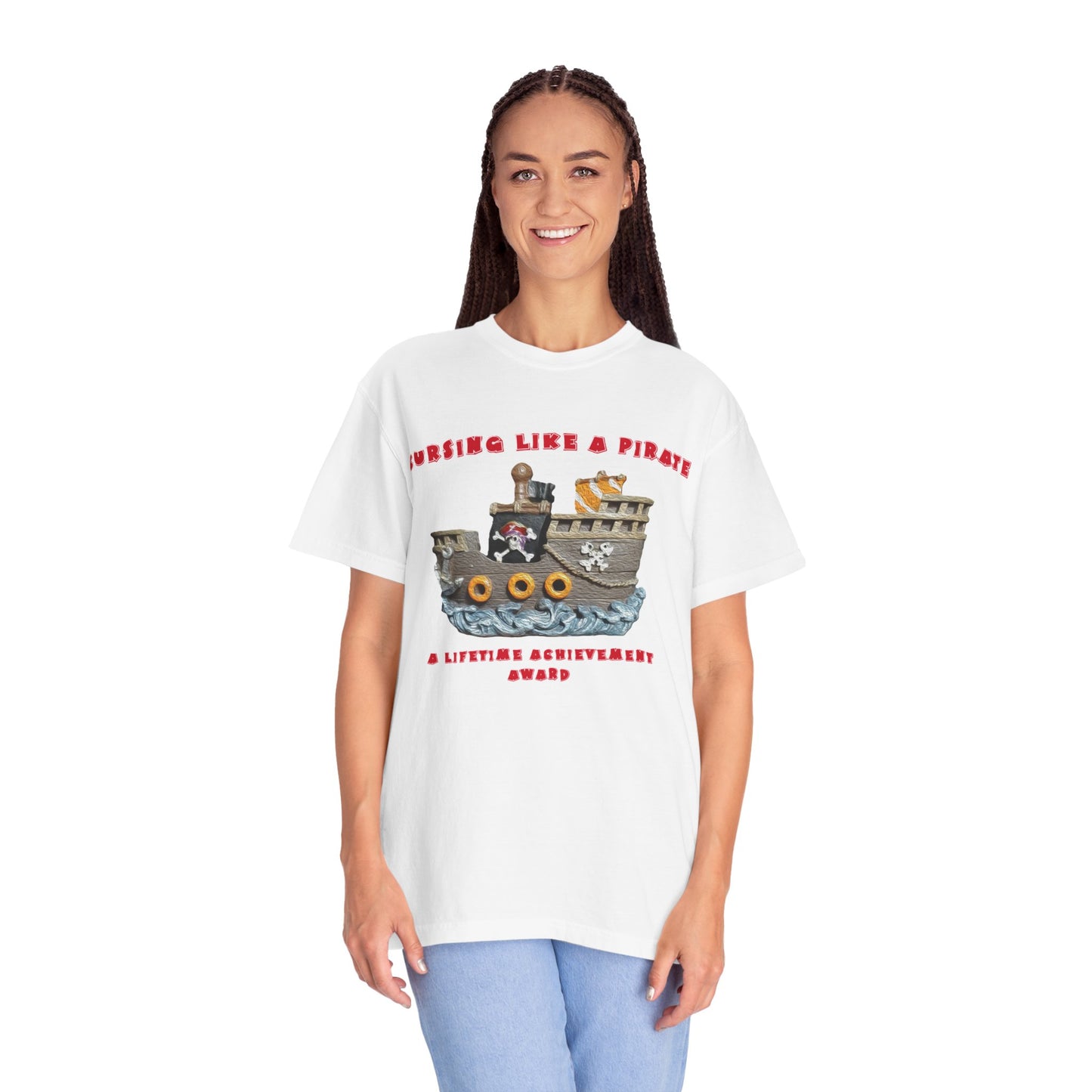 Cursing Like a Pirate Graphic T-Shirt - Unisex Garment-Dyed Tee for Nautical Fun
