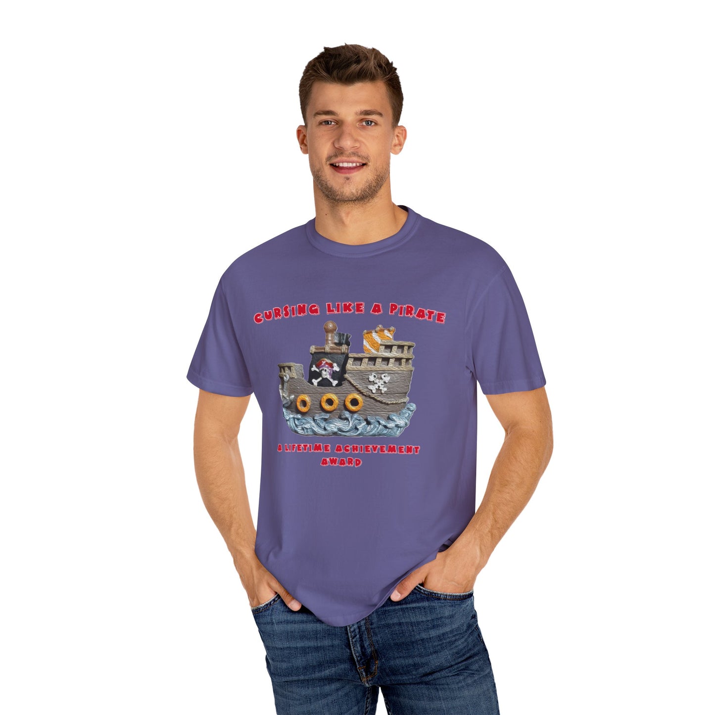 Cursing Like a Pirate Graphic T-Shirt - Unisex Garment-Dyed Tee for Nautical Fun