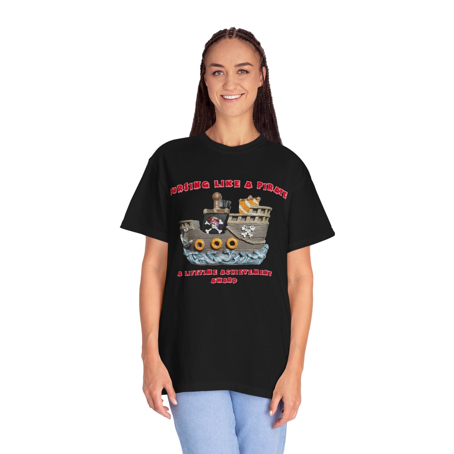 Cursing Like a Pirate Graphic T-Shirt - Unisex Garment-Dyed Tee for Nautical Fun