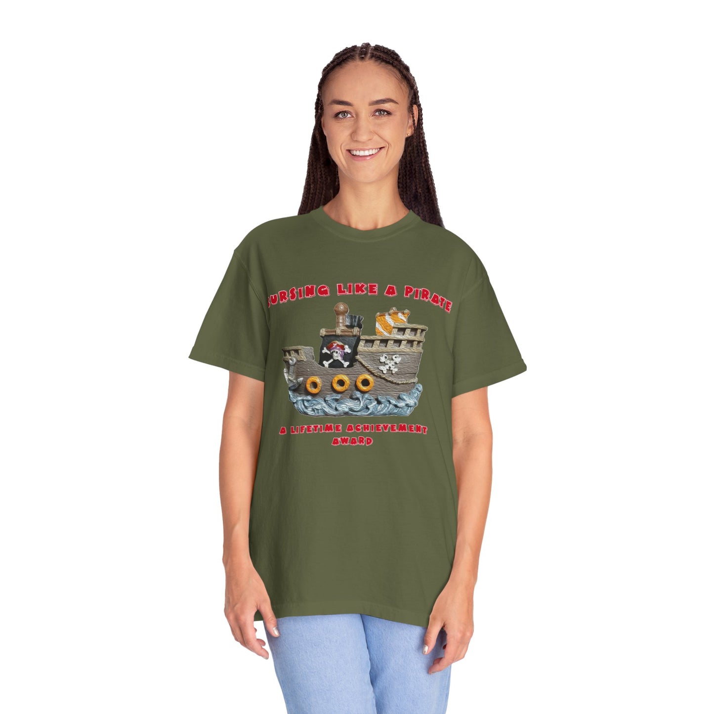 Cursing Like a Pirate Graphic T-Shirt - Unisex Garment-Dyed Tee for Nautical Fun