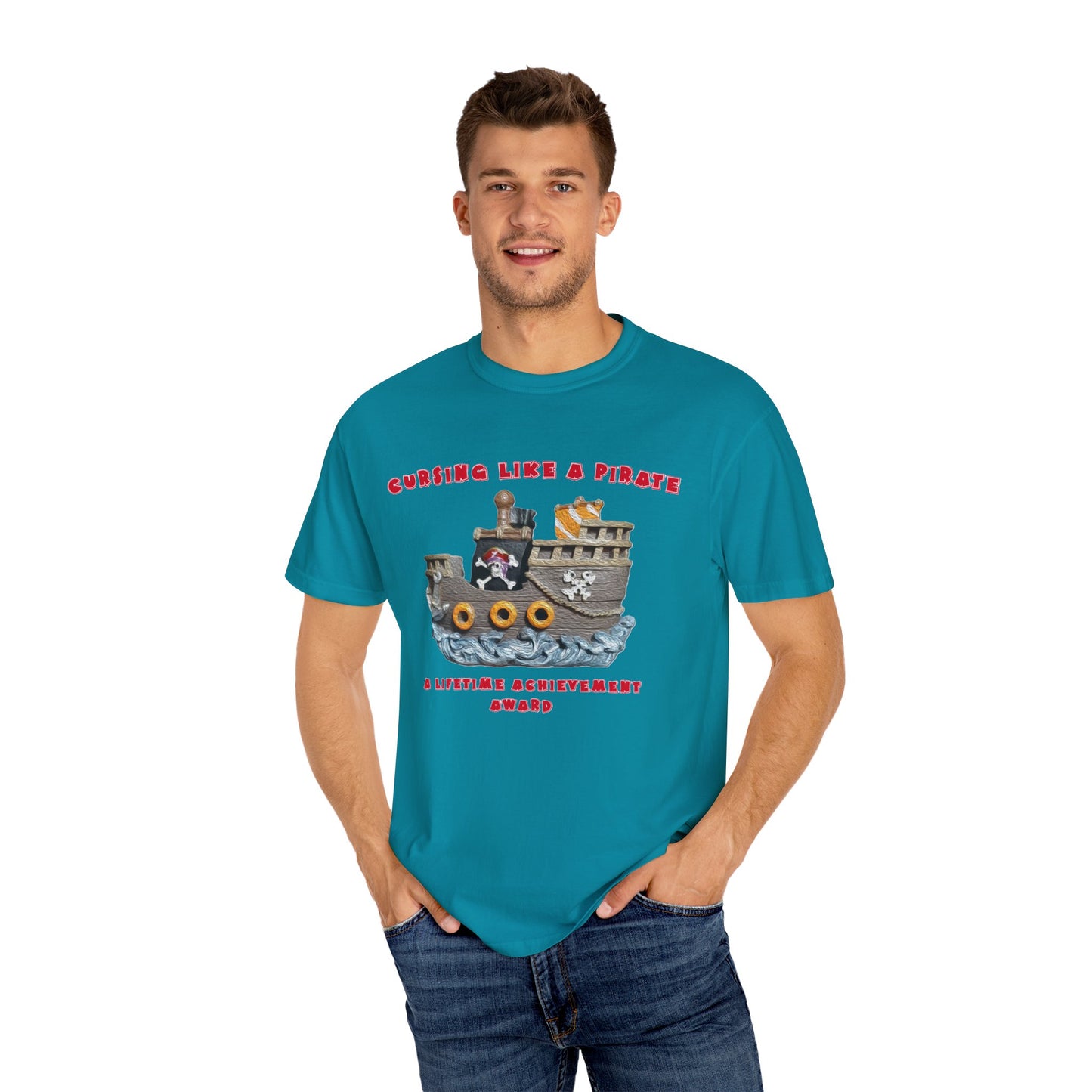 Cursing Like a Pirate Graphic T-Shirt - Unisex Garment-Dyed Tee for Nautical Fun