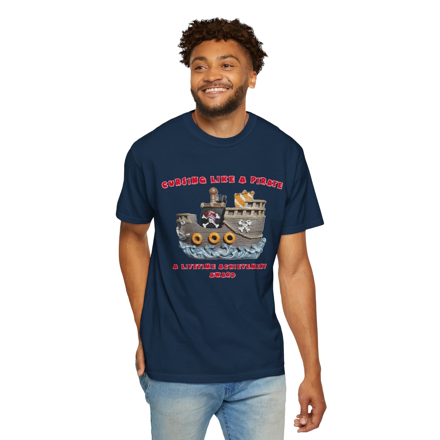 Cursing Like a Pirate Graphic T-Shirt - Unisex Garment-Dyed Tee for Nautical Fun