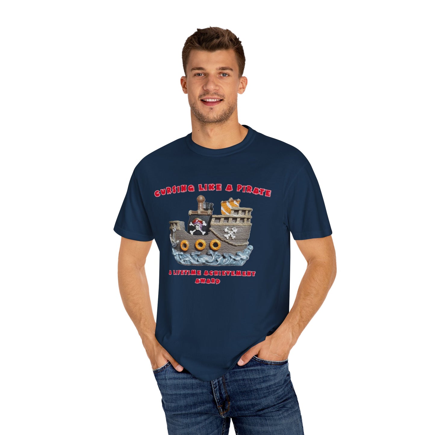 Cursing Like a Pirate Graphic T-Shirt - Unisex Garment-Dyed Tee for Nautical Fun