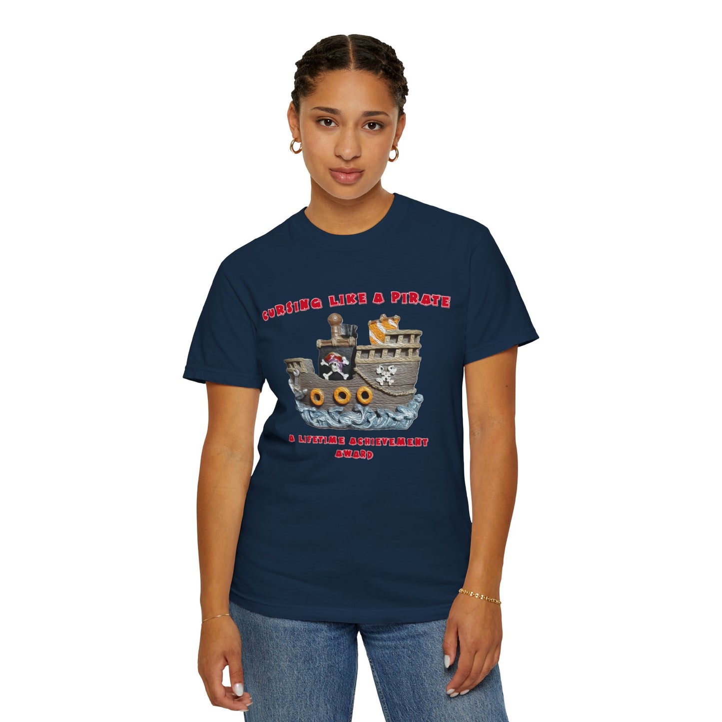 Cursing Like a Pirate Graphic T-Shirt - Unisex Garment-Dyed Tee for Nautical Fun