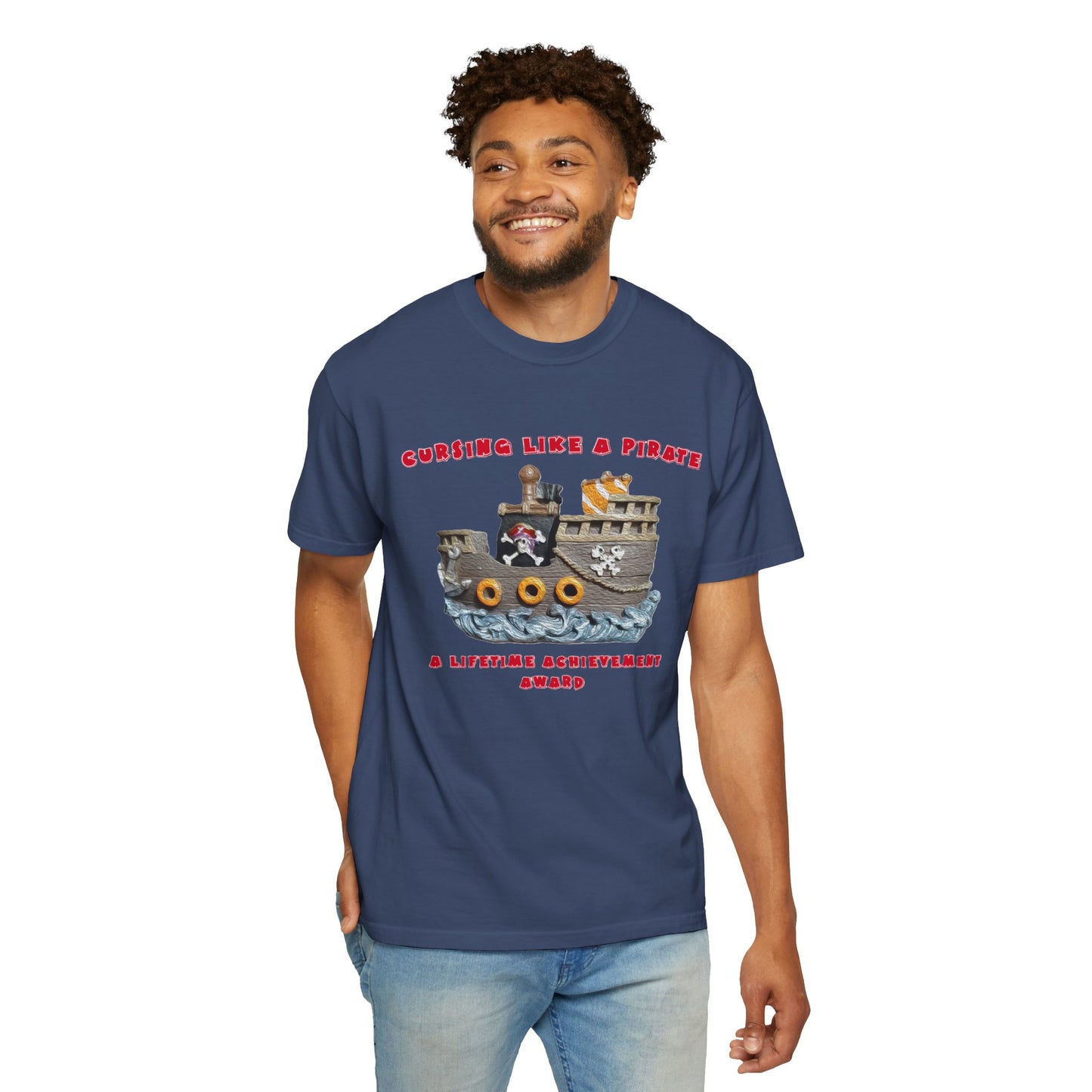 Cursing Like a Pirate Graphic T-Shirt - Unisex Garment-Dyed Tee for Nautical Fun
