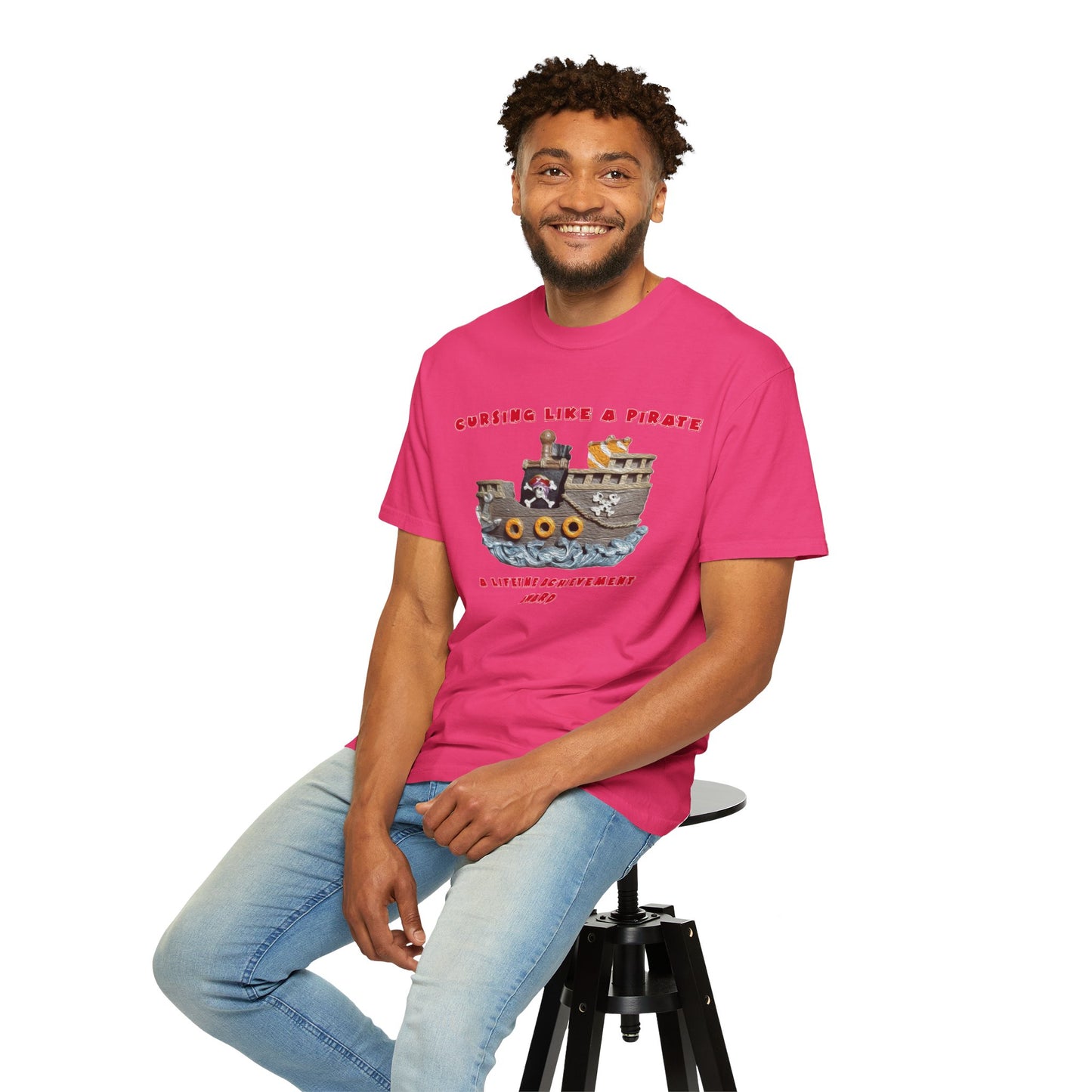 Cursing Like a Pirate Graphic T-Shirt - Unisex Garment-Dyed Tee for Nautical Fun