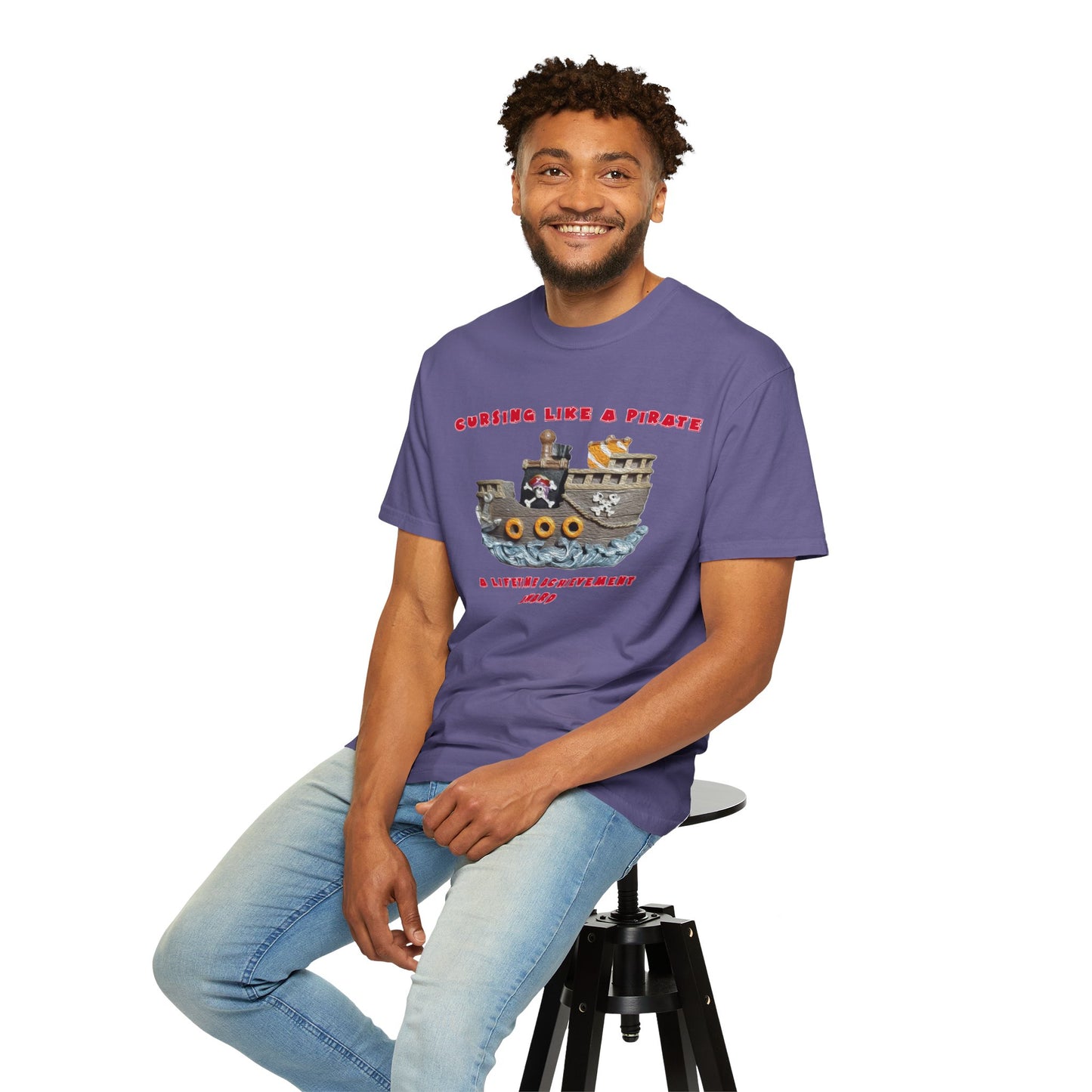Cursing Like a Pirate Graphic T-Shirt - Unisex Garment-Dyed Tee for Nautical Fun