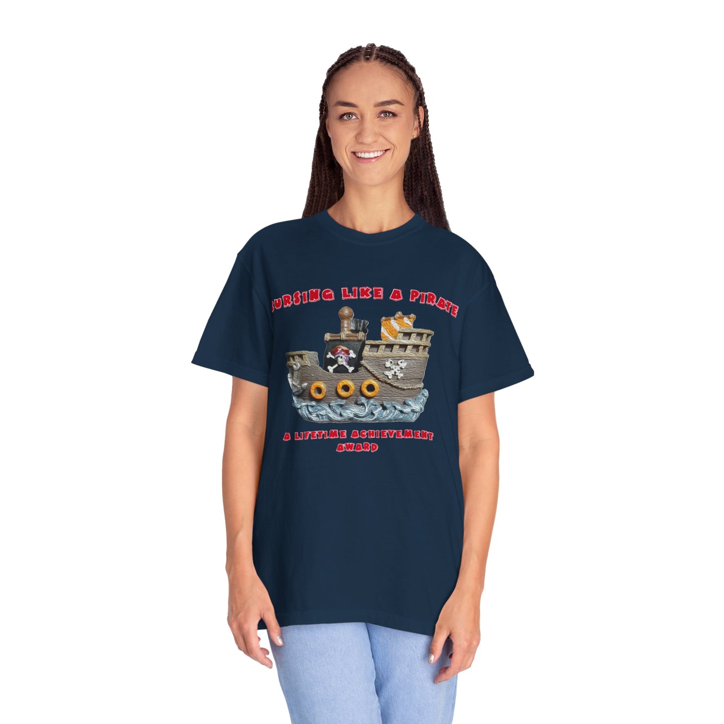 Cursing Like a Pirate Graphic T-Shirt - Unisex Garment-Dyed Tee for Nautical Fun