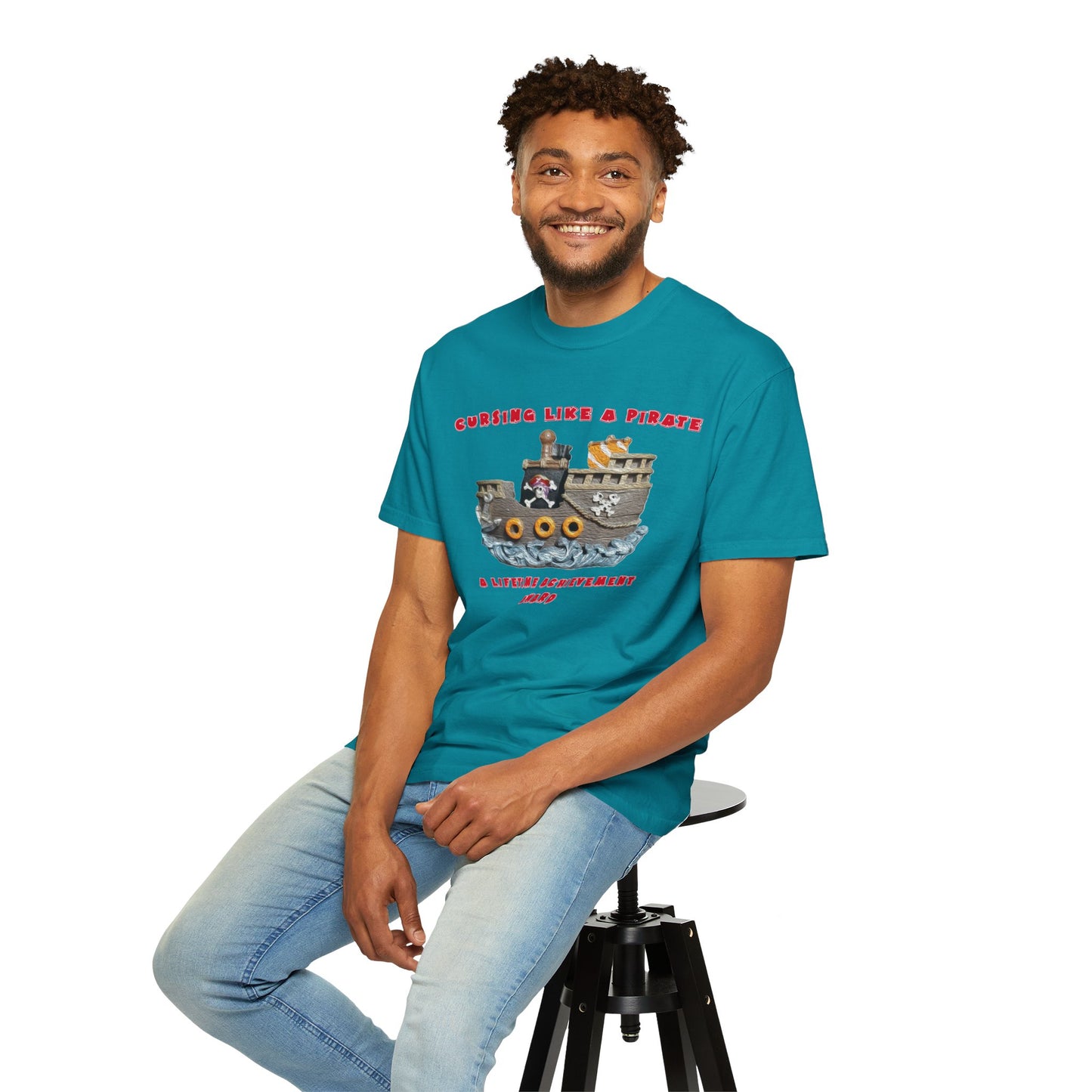 Cursing Like a Pirate Graphic T-Shirt - Unisex Garment-Dyed Tee for Nautical Fun