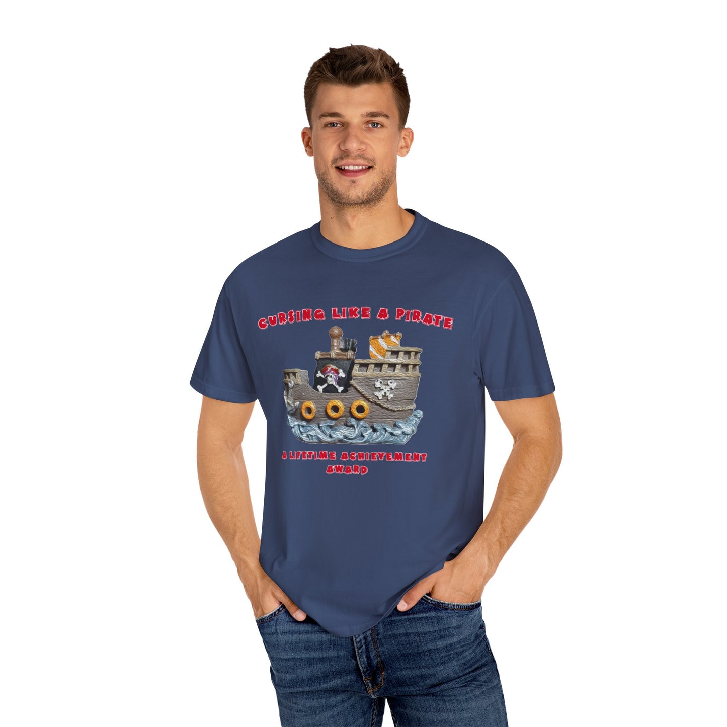 Cursing Like a Pirate Graphic T-Shirt - Unisex Garment-Dyed Tee for Nautical Fun