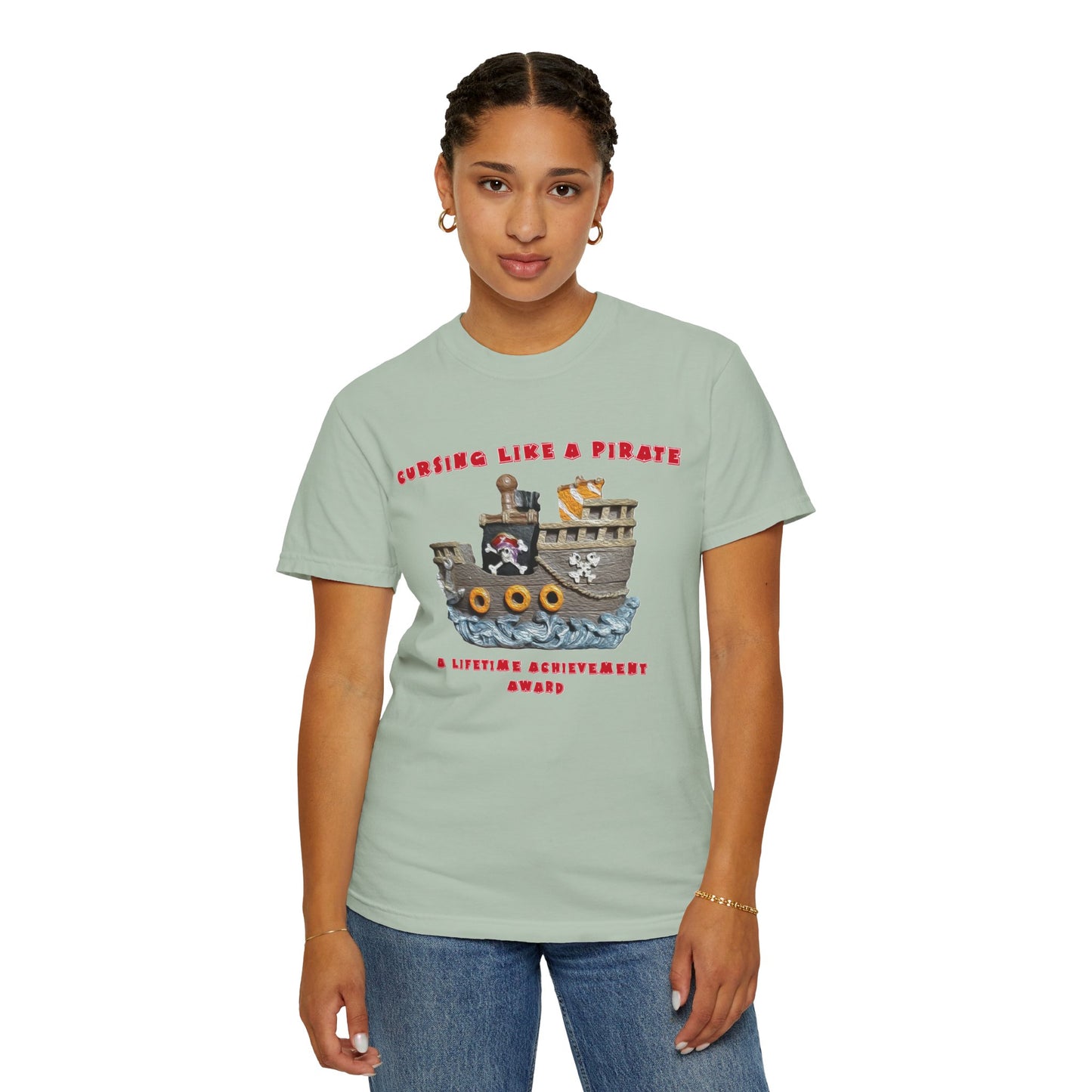 Cursing Like a Pirate Graphic T-Shirt - Unisex Garment-Dyed Tee for Nautical Fun