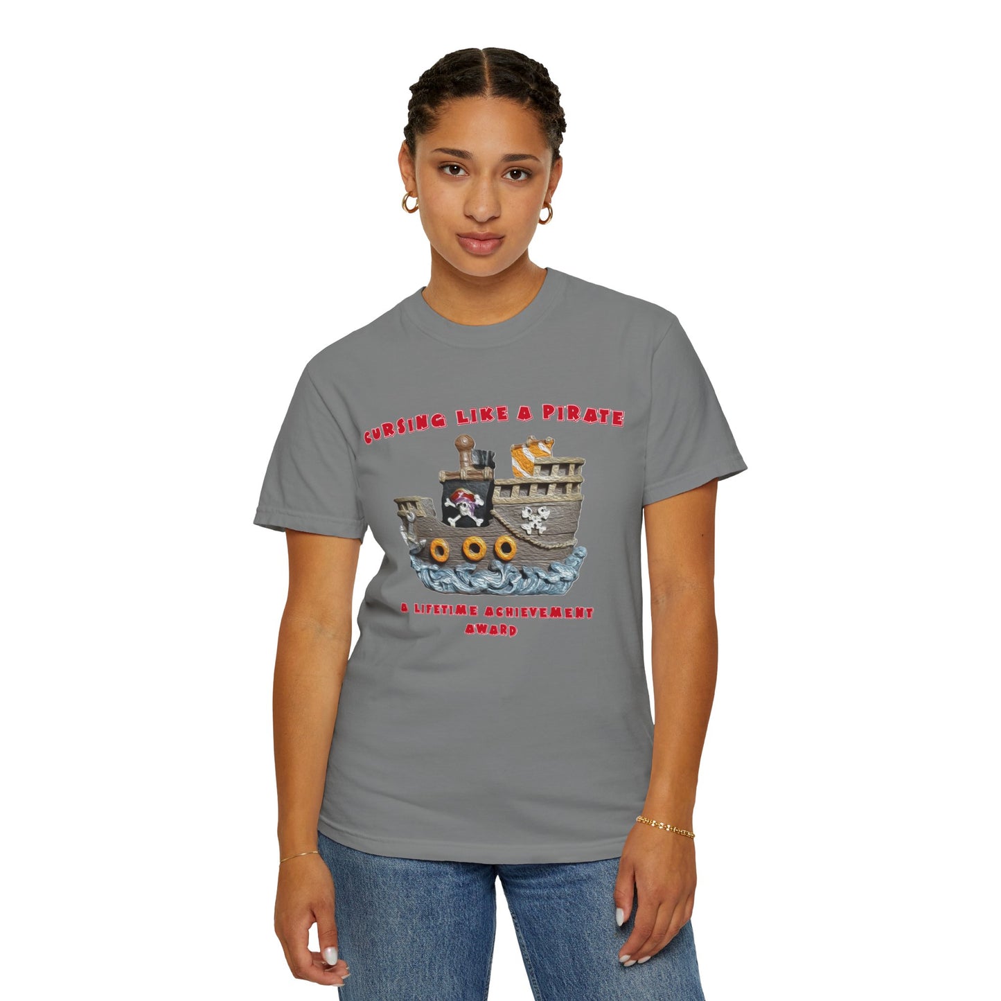 Cursing Like a Pirate Graphic T-Shirt - Unisex Garment-Dyed Tee for Nautical Fun