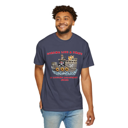 Cursing Like a Pirate Graphic T-Shirt - Unisex Garment-Dyed Tee for Nautical Fun