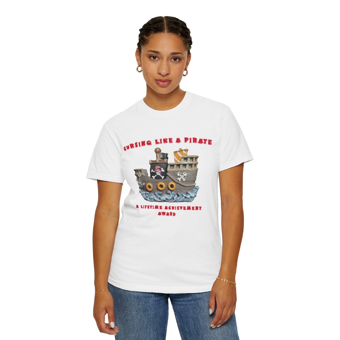 Cursing Like a Pirate Graphic T-Shirt - Unisex Garment-Dyed Tee for Nautical Fun