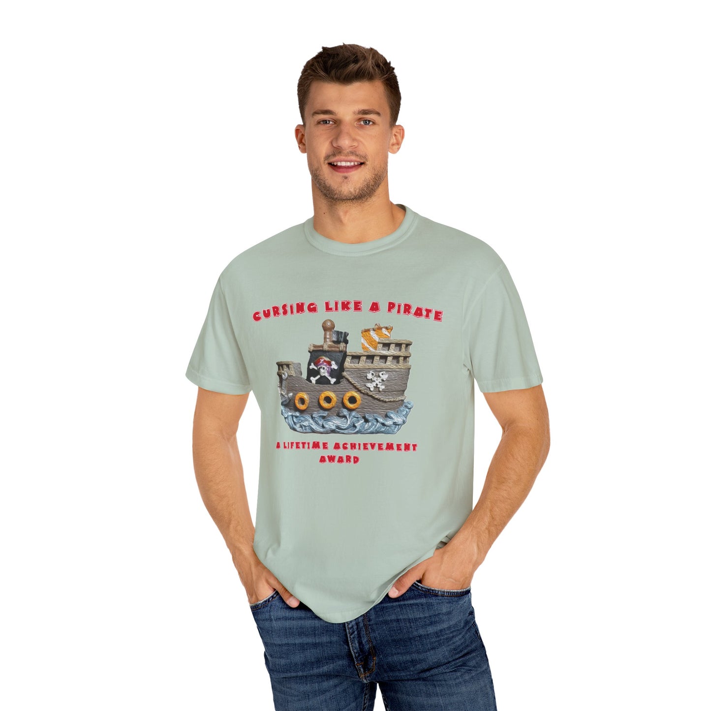 Cursing Like a Pirate Graphic T-Shirt - Unisex Garment-Dyed Tee for Nautical Fun