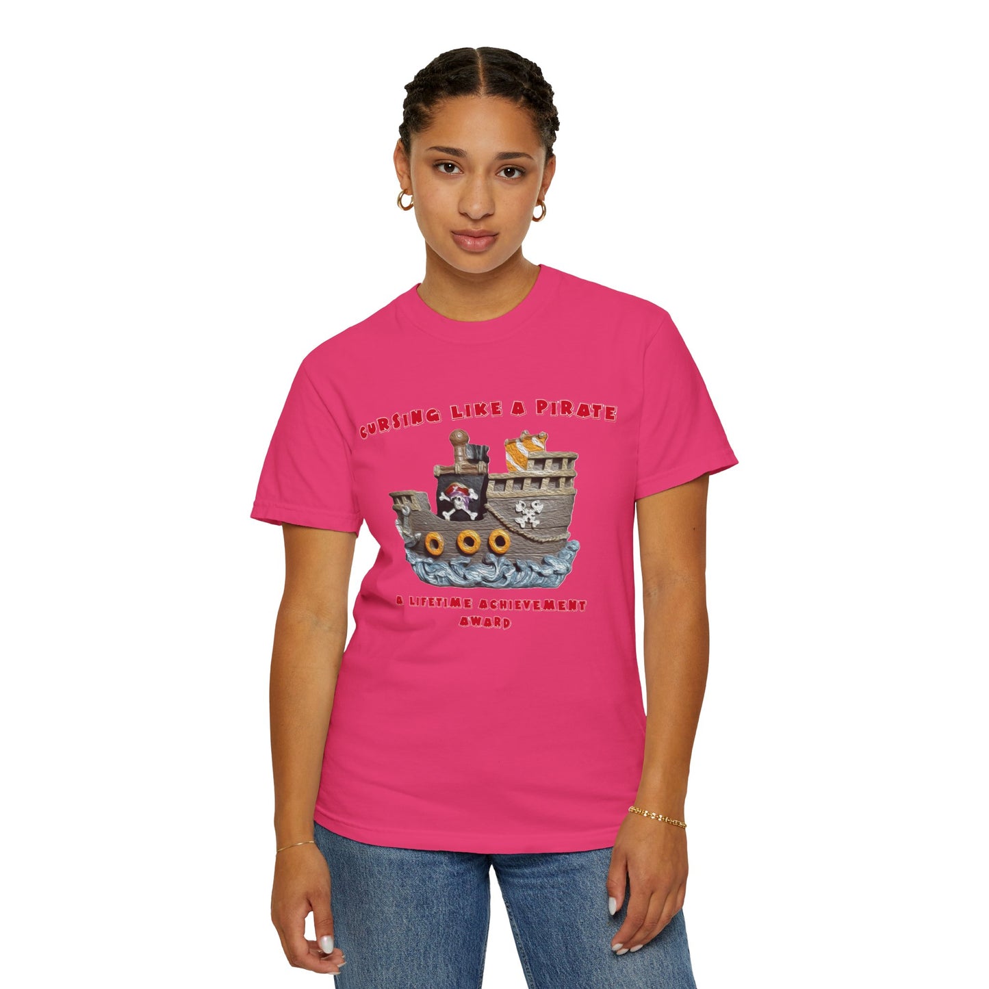 Cursing Like a Pirate Graphic T-Shirt - Unisex Garment-Dyed Tee for Nautical Fun