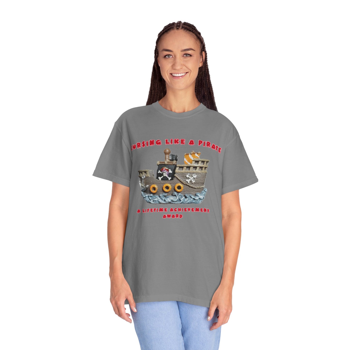 Cursing Like a Pirate Graphic T-Shirt - Unisex Garment-Dyed Tee for Nautical Fun