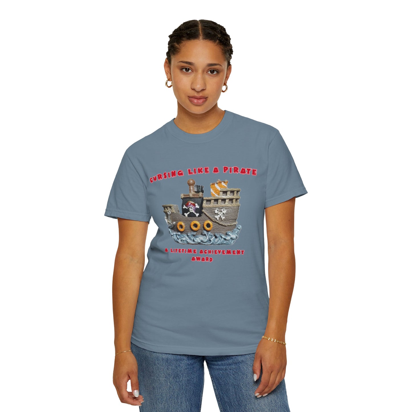 Cursing Like a Pirate Graphic T-Shirt - Unisex Garment-Dyed Tee for Nautical Fun