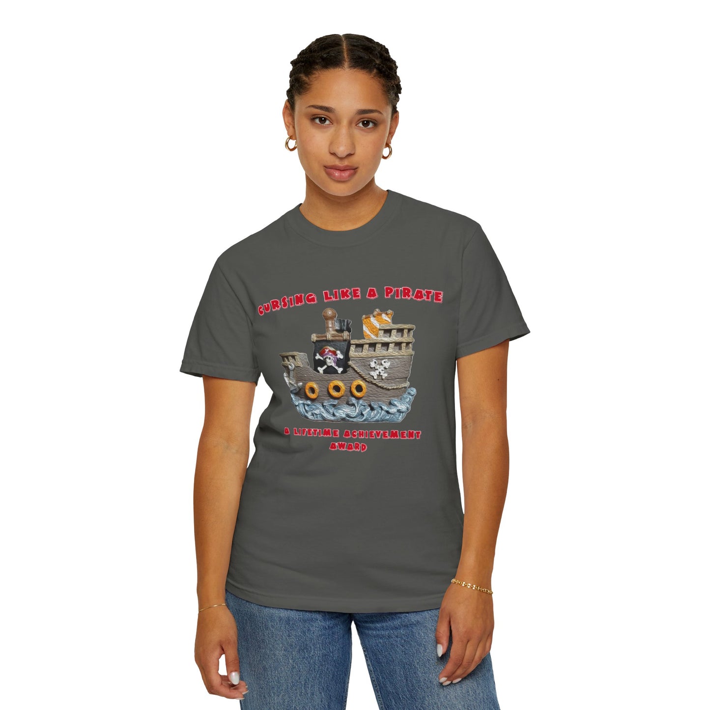 Cursing Like a Pirate Graphic T-Shirt - Unisex Garment-Dyed Tee for Nautical Fun