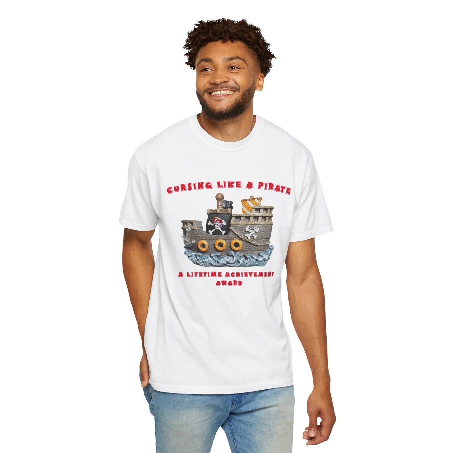 Cursing Like a Pirate Graphic T-Shirt - Unisex Garment-Dyed Tee for Nautical Fun