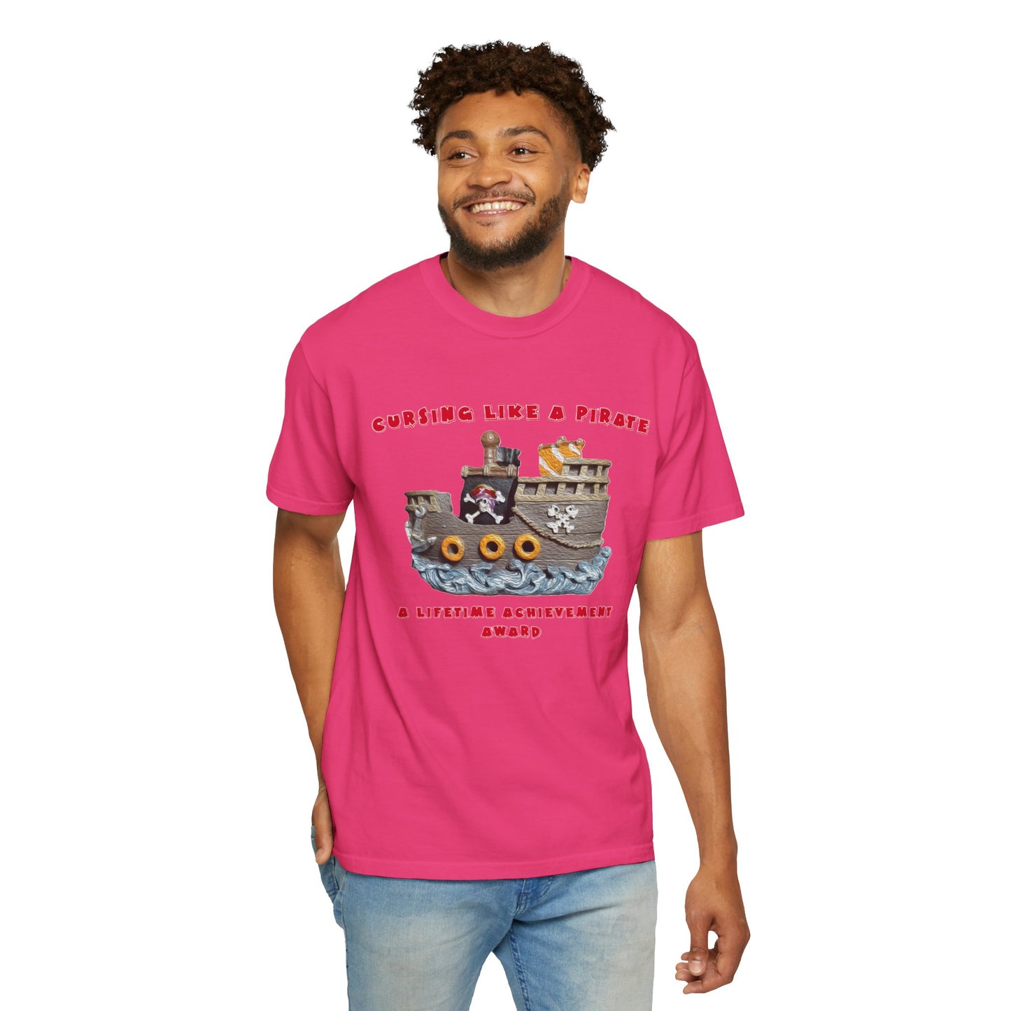 Cursing Like a Pirate Graphic T-Shirt - Unisex Garment-Dyed Tee for Nautical Fun