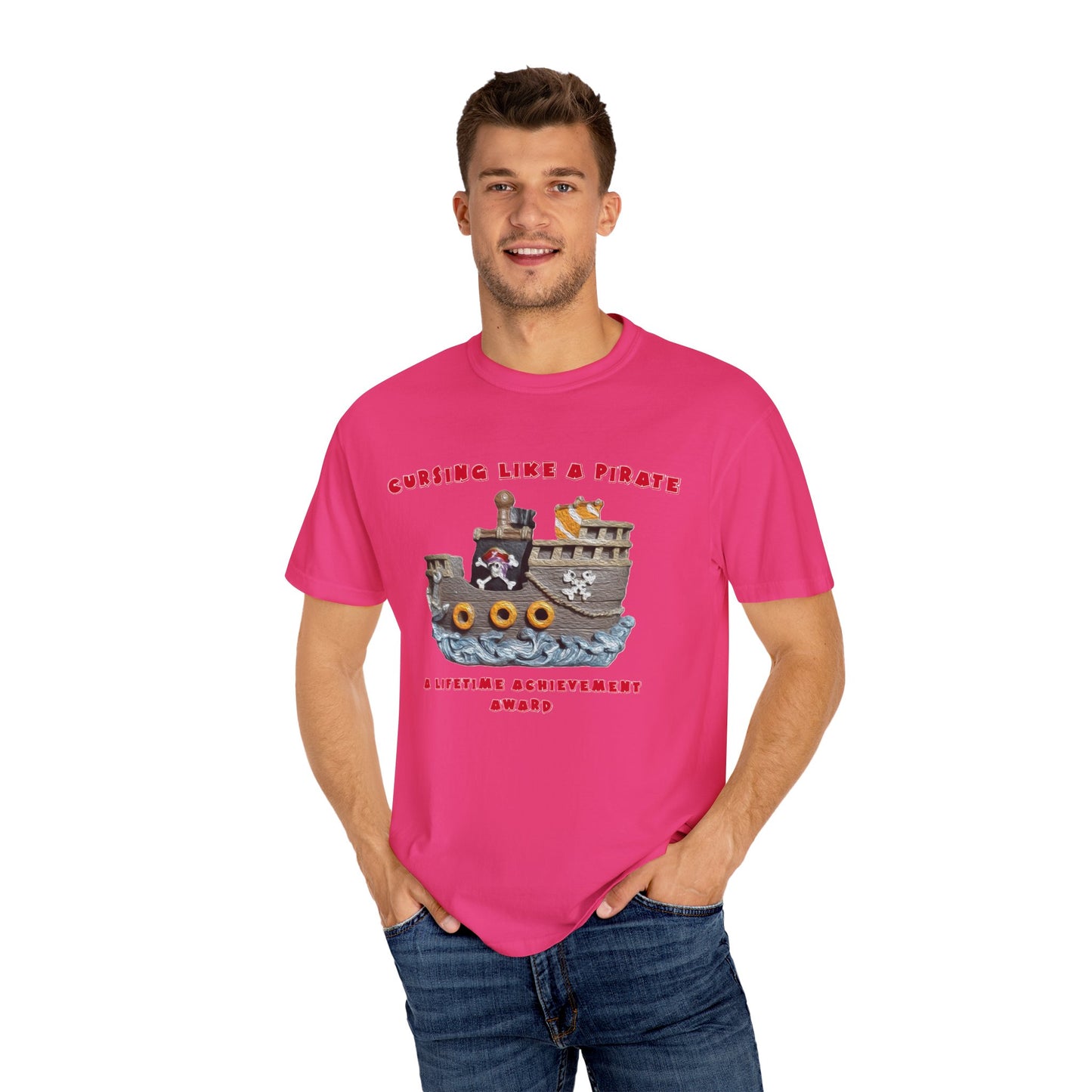 Cursing Like a Pirate Graphic T-Shirt - Unisex Garment-Dyed Tee for Nautical Fun