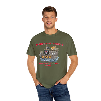 Cursing Like a Pirate Graphic T-Shirt - Unisex Garment-Dyed Tee for Nautical Fun