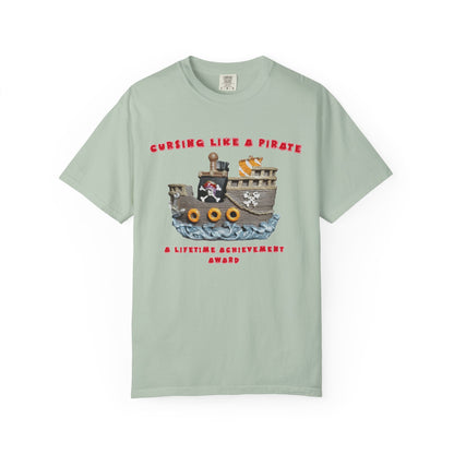 Cursing Like a Pirate Graphic T-Shirt - Unisex Garment-Dyed Tee for Nautical Fun