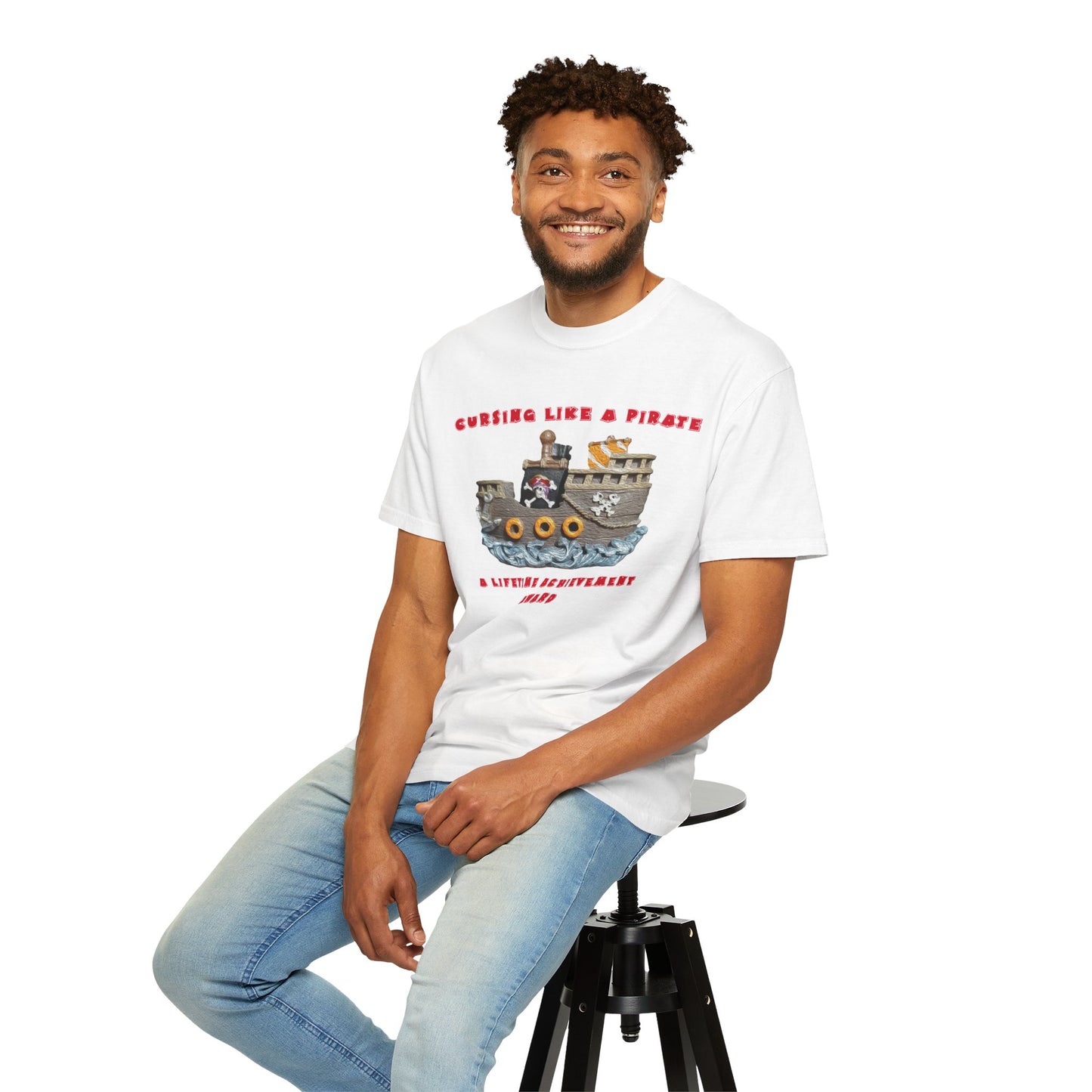 Cursing Like a Pirate Graphic T-Shirt - Unisex Garment-Dyed Tee for Nautical Fun