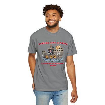 Cursing Like a Pirate Graphic T-Shirt - Unisex Garment-Dyed Tee for Nautical Fun