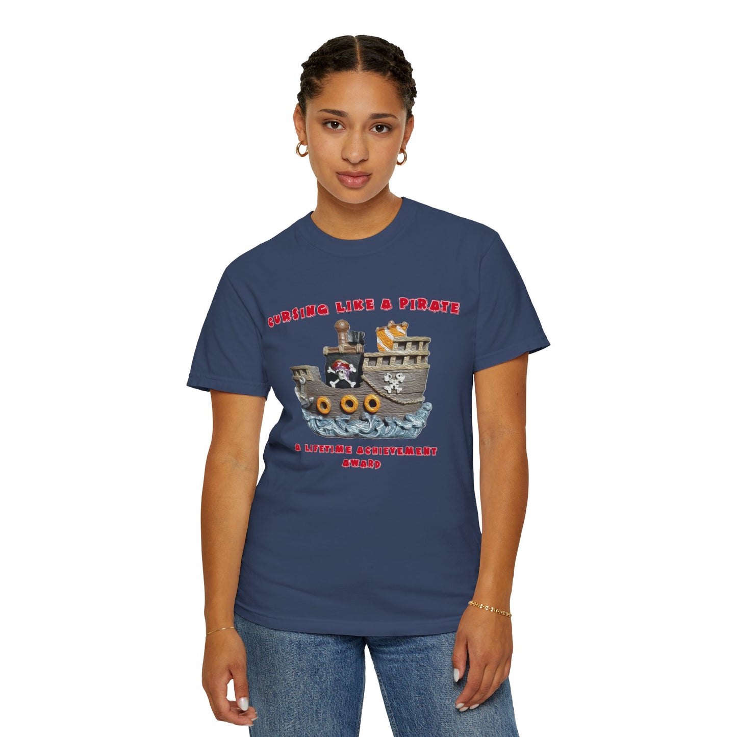 Cursing Like a Pirate Graphic T-Shirt - Unisex Garment-Dyed Tee for Nautical Fun