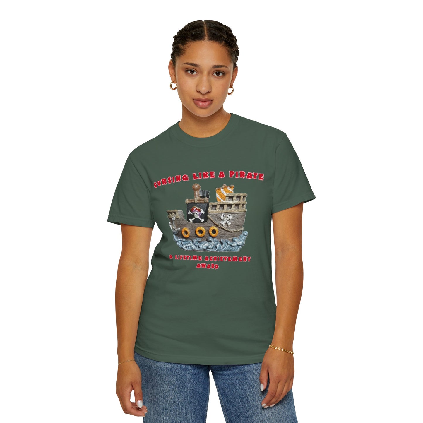 Cursing Like a Pirate Graphic T-Shirt - Unisex Garment-Dyed Tee for Nautical Fun