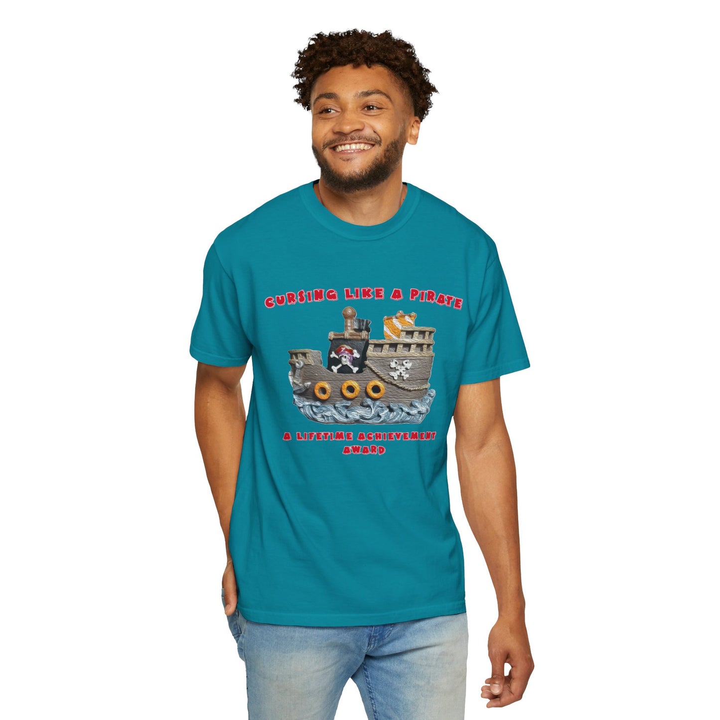 Cursing Like a Pirate Graphic T-Shirt - Unisex Garment-Dyed Tee for Nautical Fun