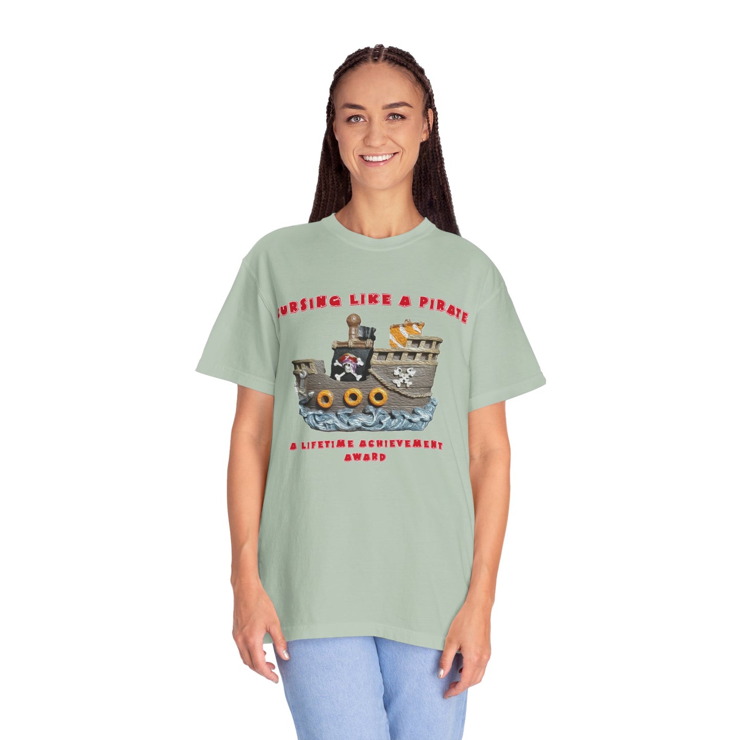 Cursing Like a Pirate Graphic T-Shirt - Unisex Garment-Dyed Tee for Nautical Fun