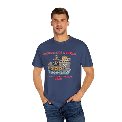Cursing Like a Pirate Graphic T-Shirt - Unisex Garment-Dyed Tee for Nautical Fun
